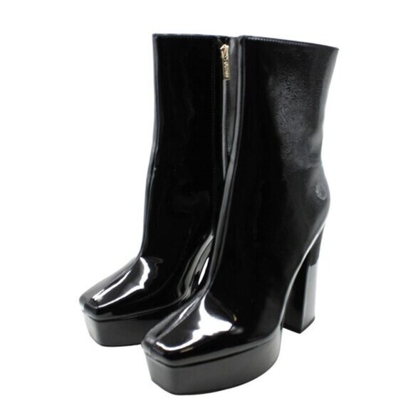 Guess Womens Black 1-1/2 Platform Cushioned Logo Byra Square Toe Dress Booties - Picture 4 of 8